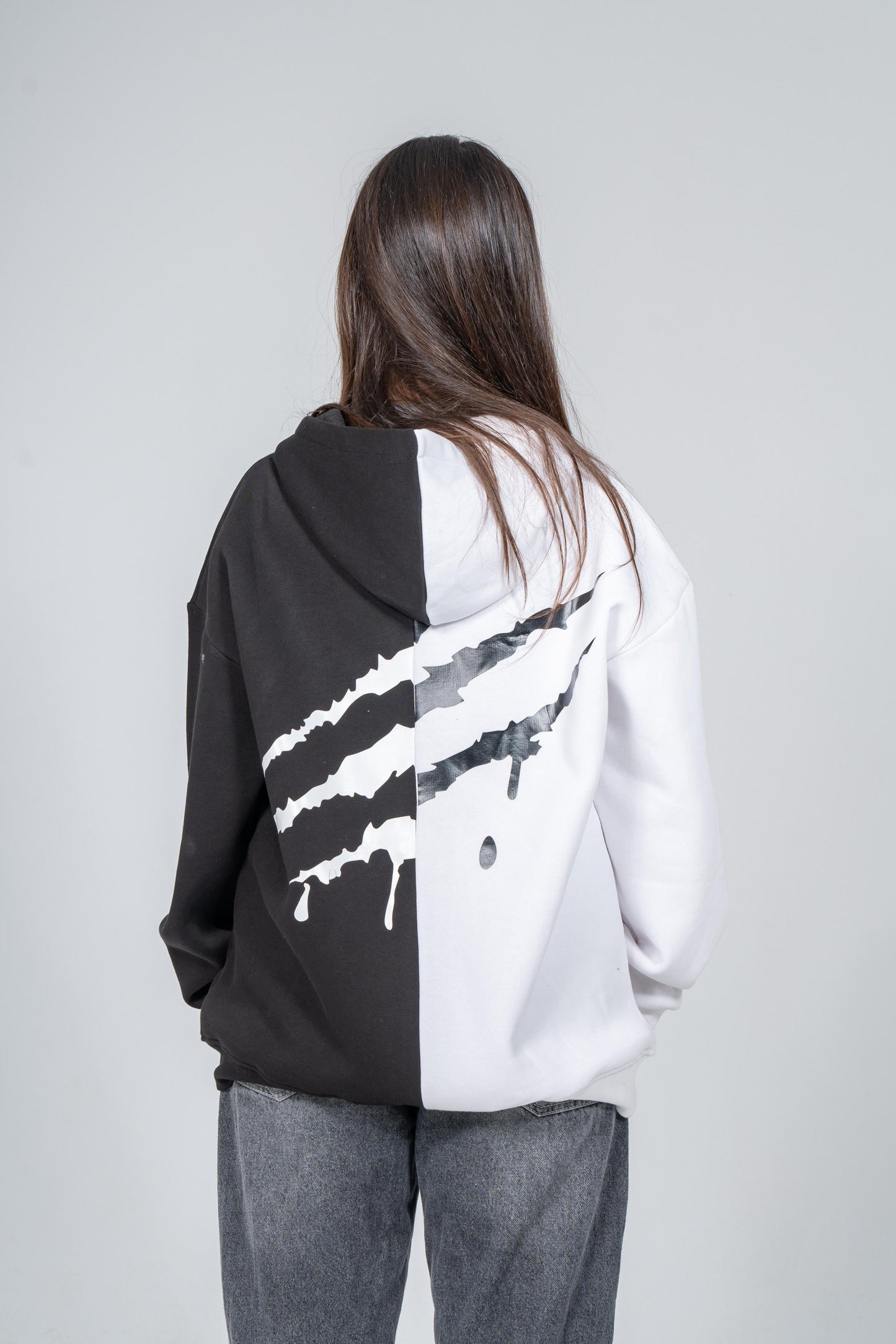 black & white scratch zip-up