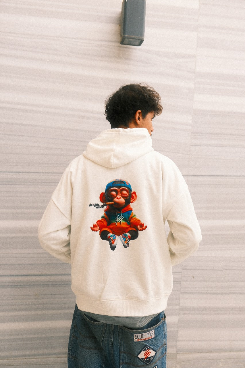 Zen Monkey Hoodie in White